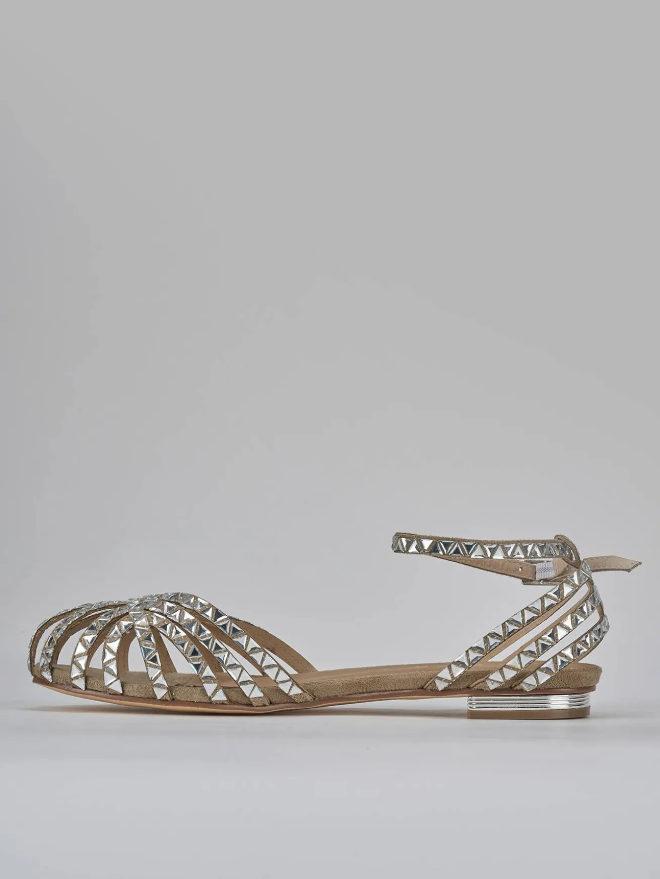 Sandali tacco 1cm pelle beige