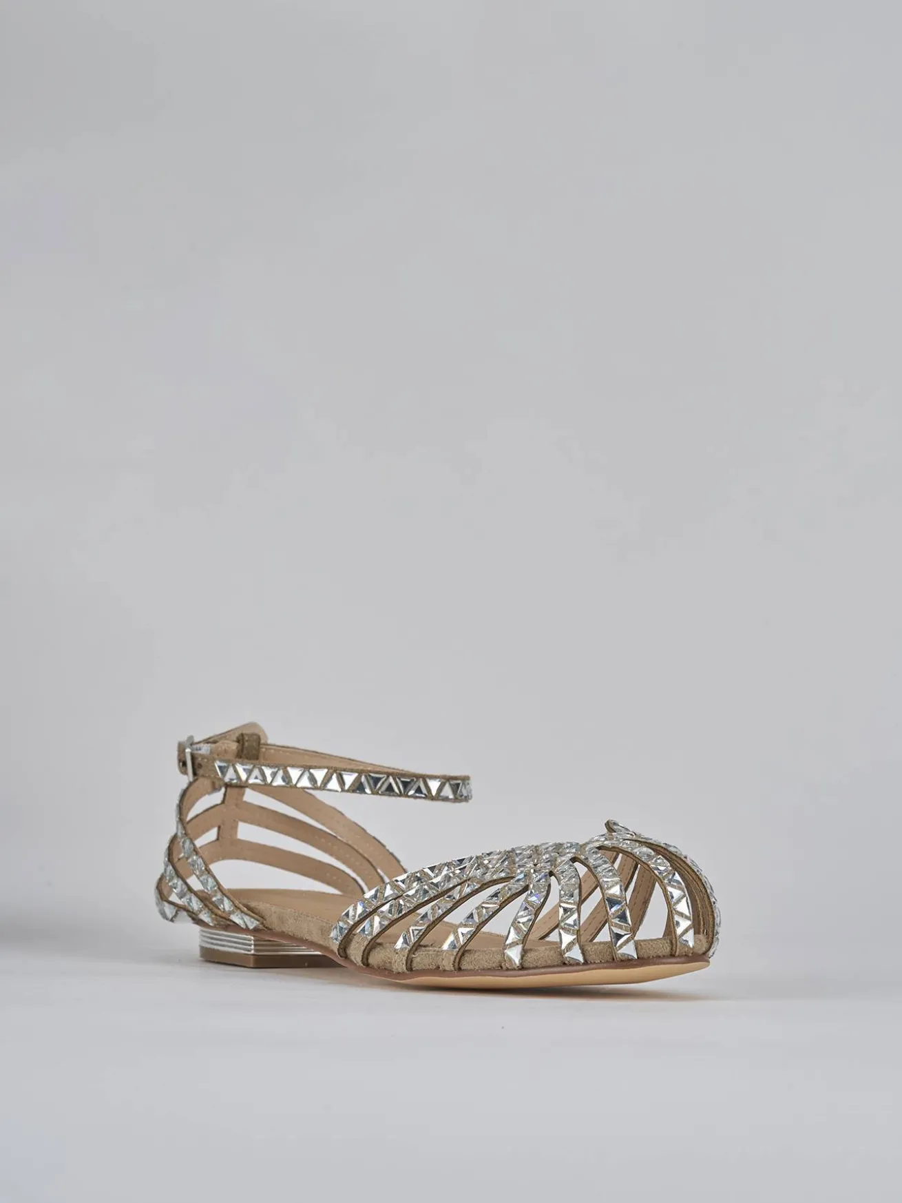 Sandali tacco 1cm pelle beige