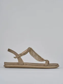 Sandali tacco 1cm pelle beige