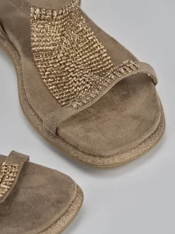 Sandali tacco 1cm pelle beige