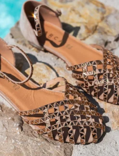 Sandali tacco 1cm pelle beige