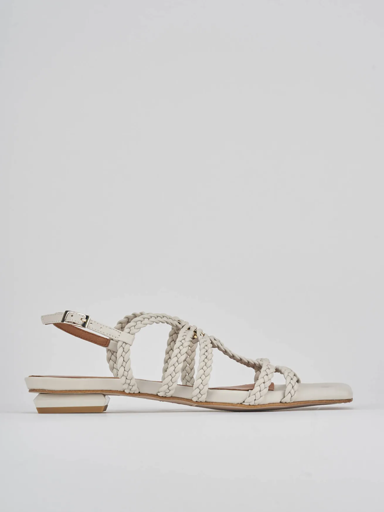 Sandali tacco 1cm pelle bianco