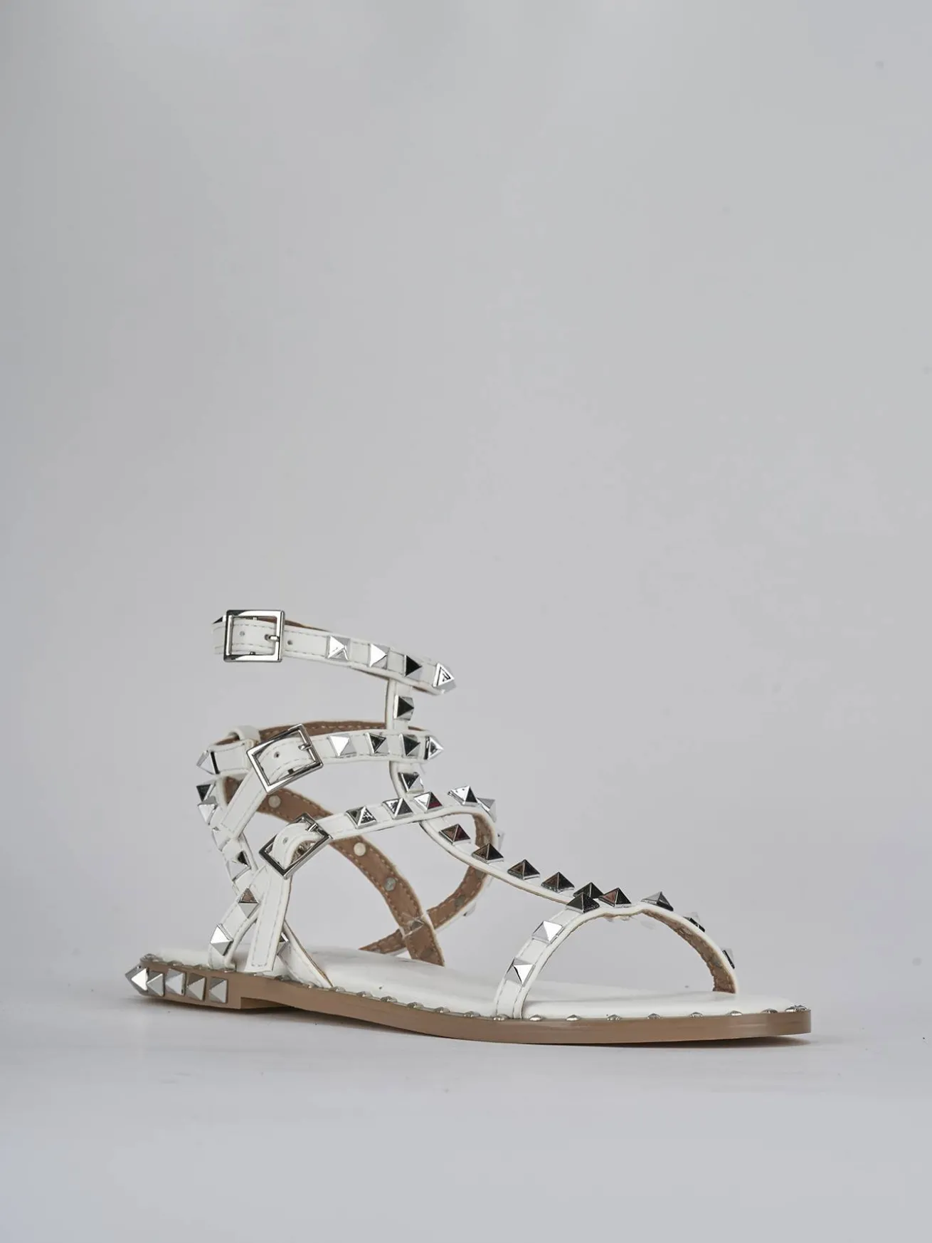 Sandali tacco 1cm pelle bianco