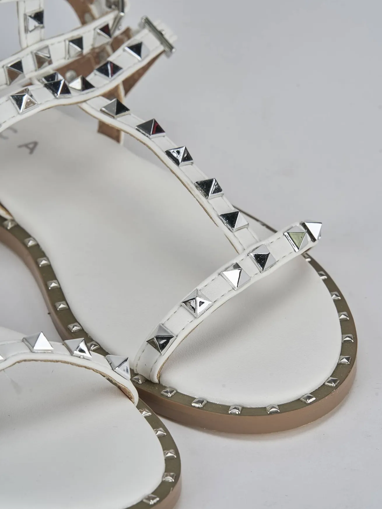 Sandali tacco 1cm pelle bianco