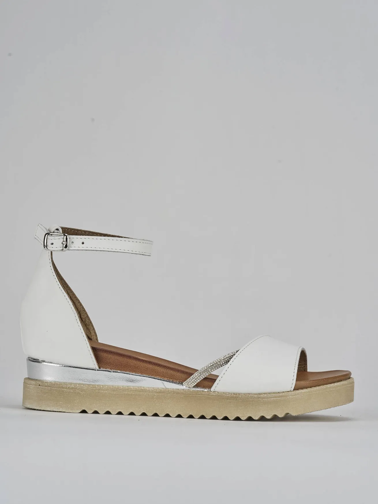 Sandali tacco 2cm pelle bianco