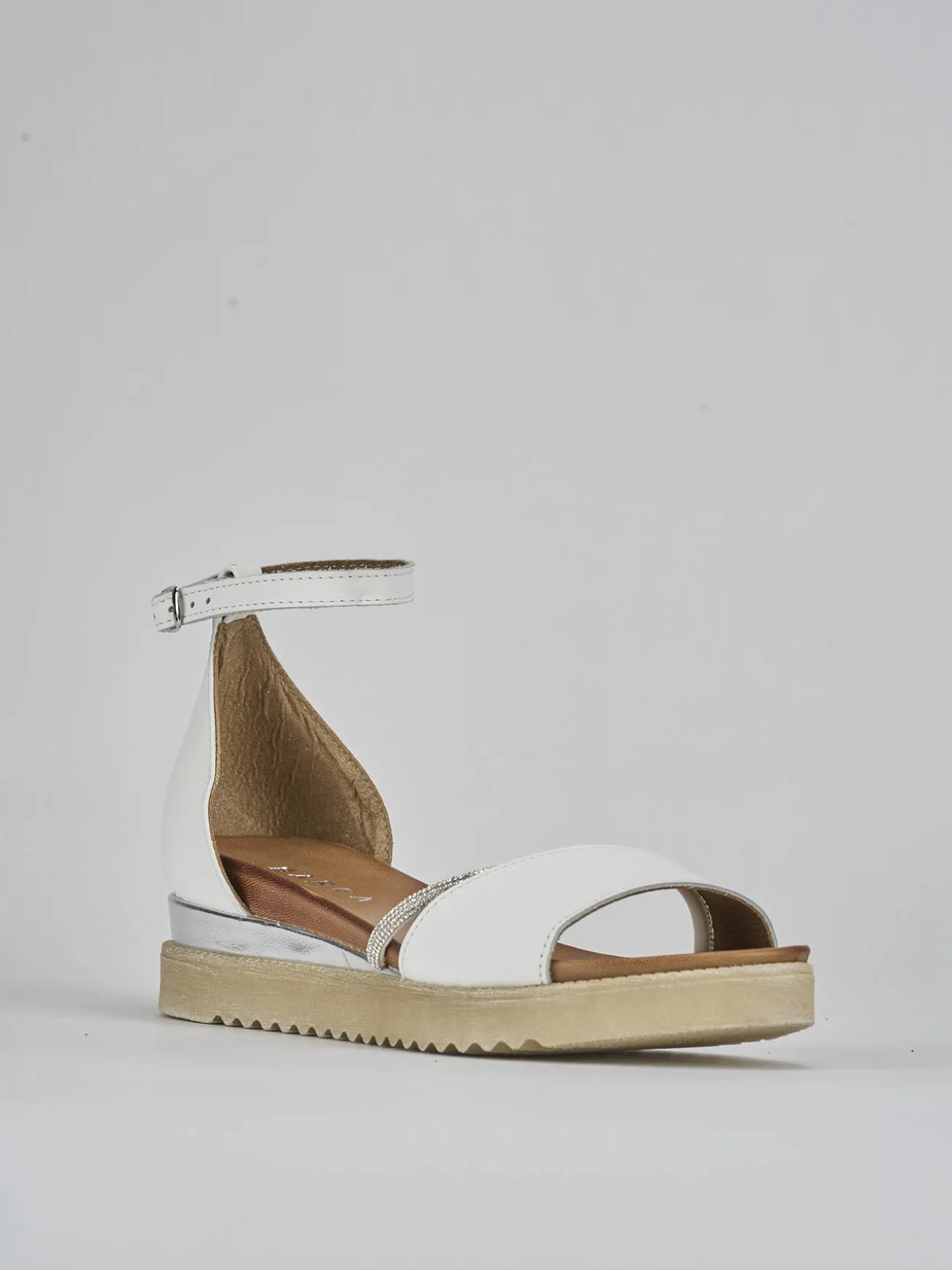 Sandali tacco 2cm pelle bianco