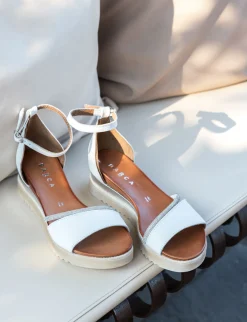 Sandali tacco 2cm pelle bianco