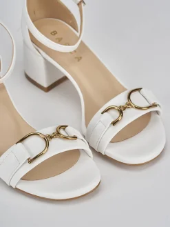 Sandali tacco 5cm pelle bianco