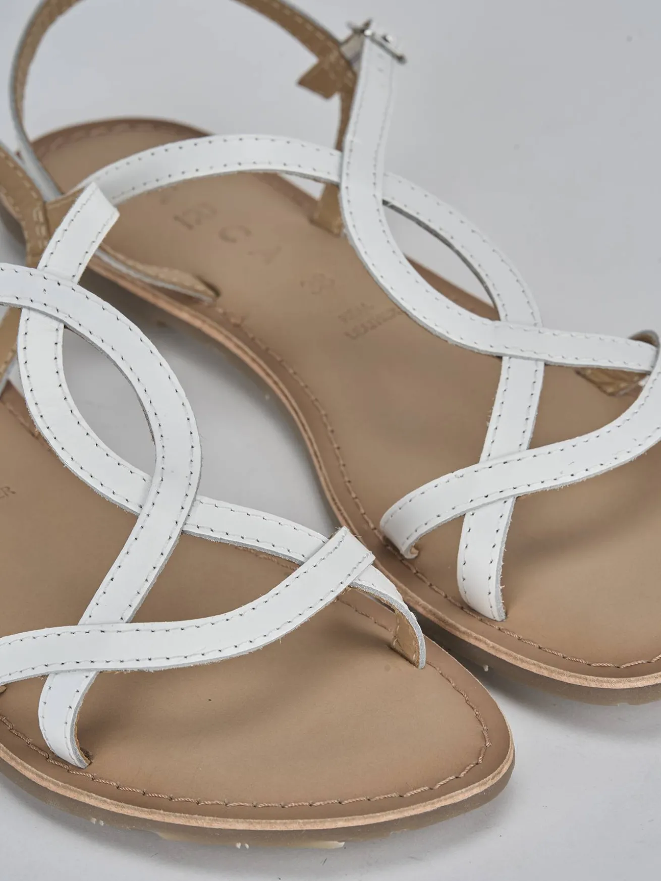 Sandali tacco 1cm pelle bianco