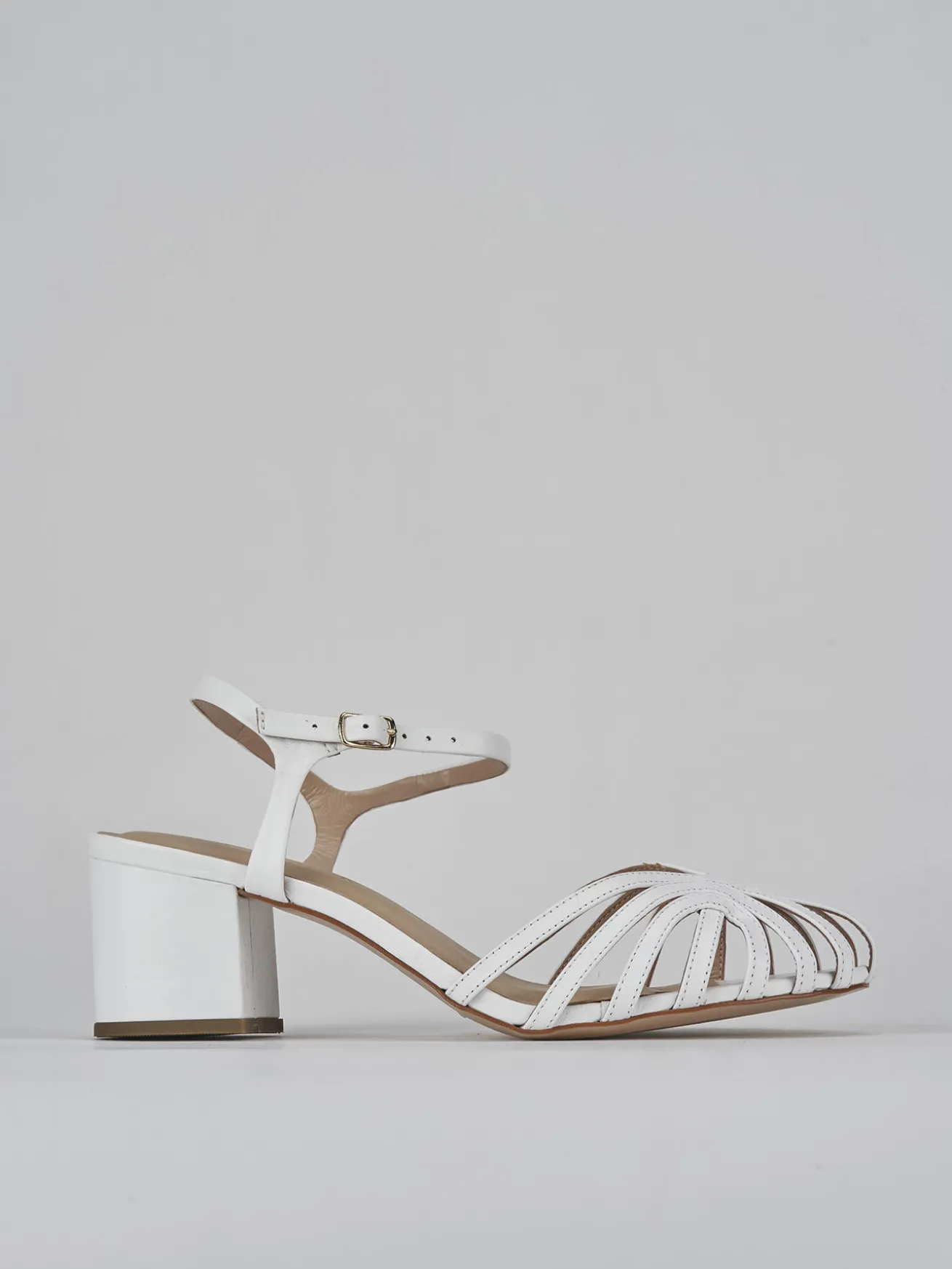 Sandali tacco 5cm pelle bianco