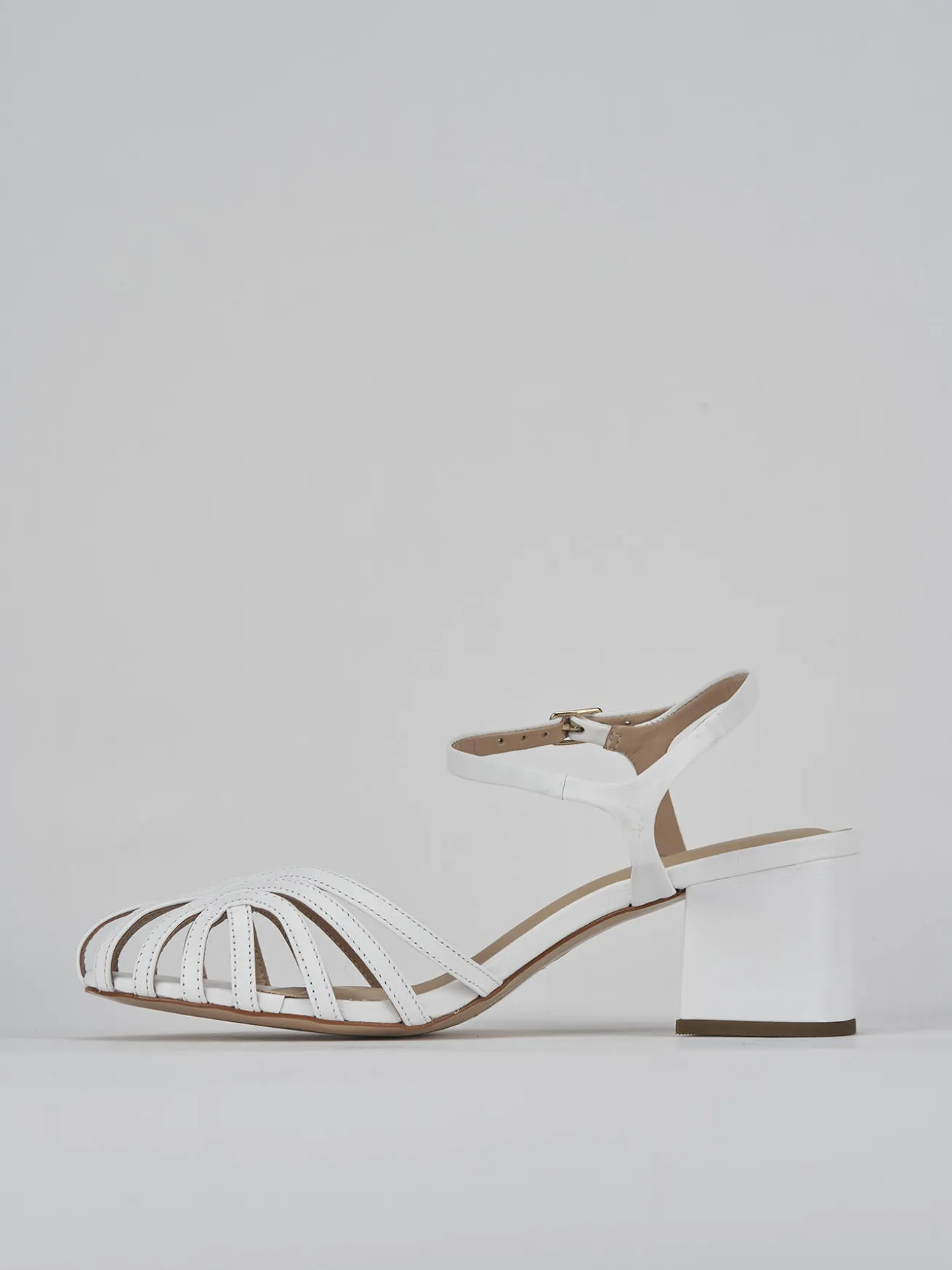 Sandali tacco 5cm pelle bianco