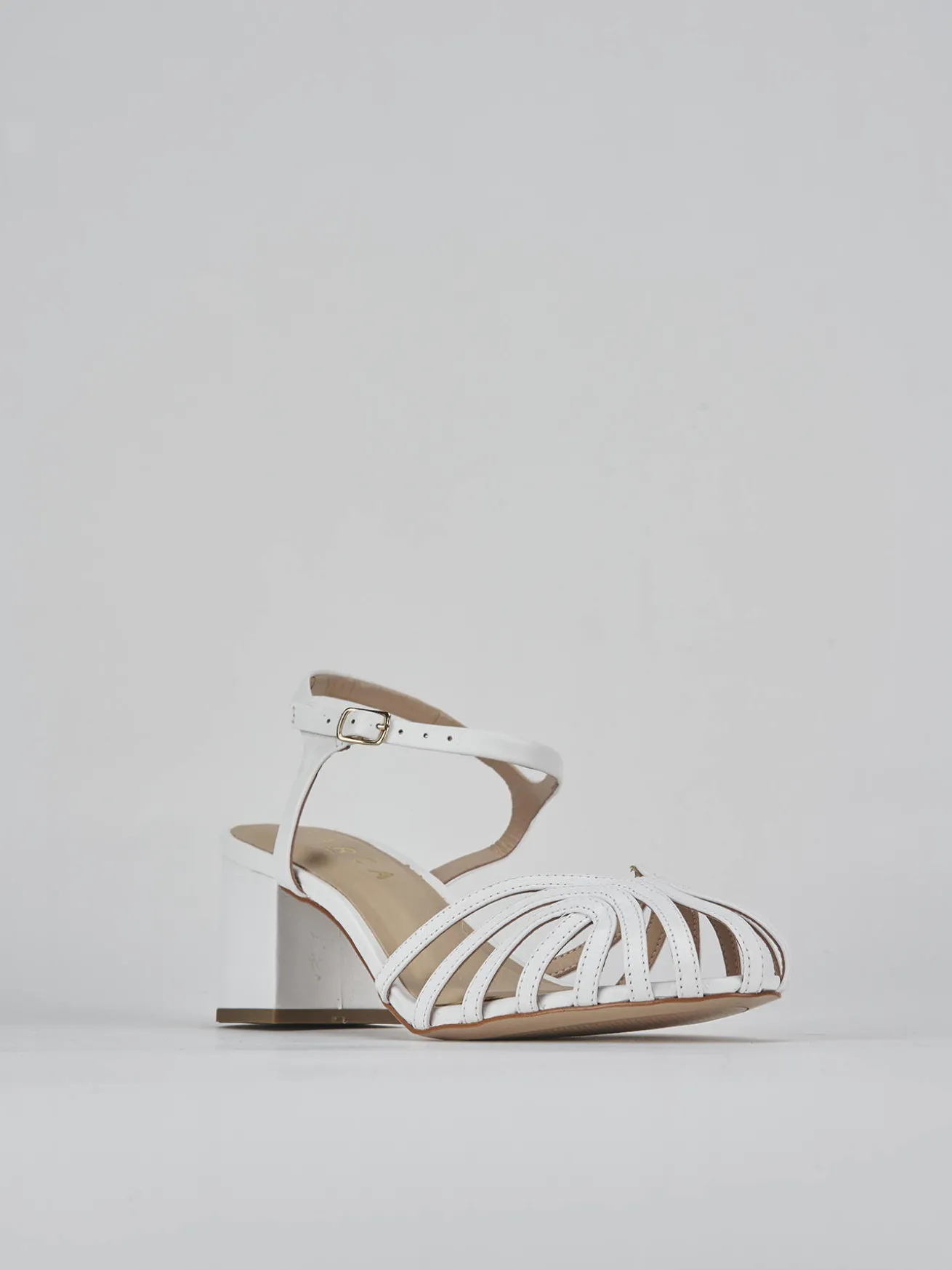 Sandali tacco 5cm pelle bianco