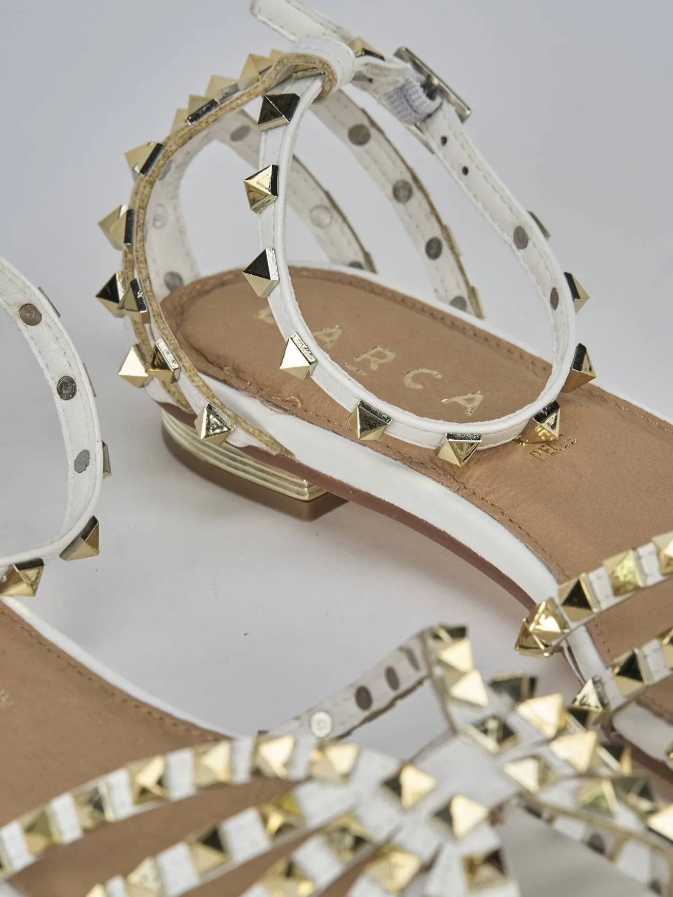 Sandali tacco 1cm pelle bianco