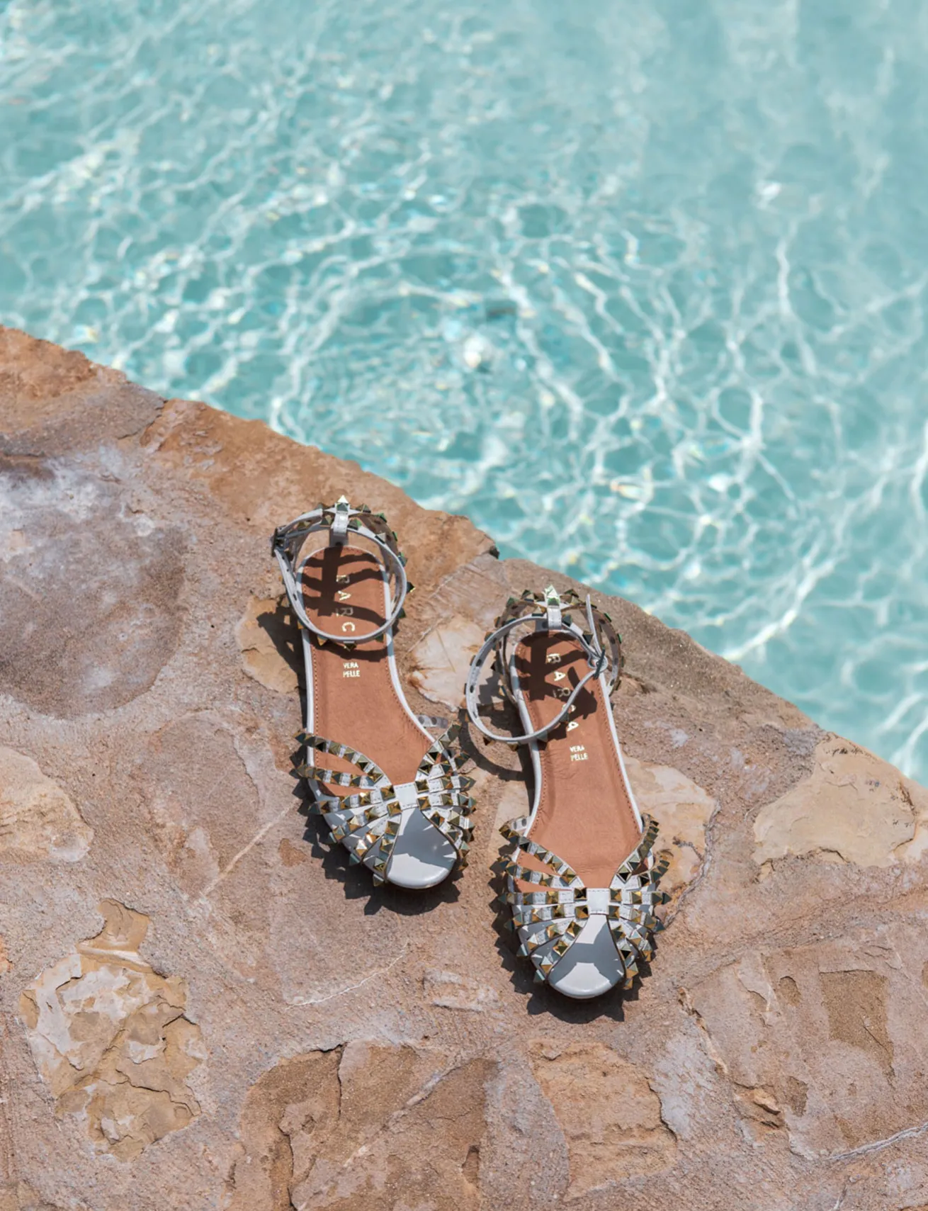 Sandali tacco 1cm pelle bianco