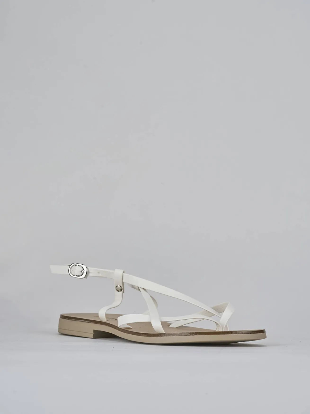 Sandali tacco 1cm pelle bianco