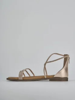 Sandali tacco 1cm pelle bronzo