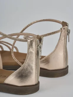 Sandali tacco 1cm pelle bronzo