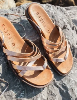 Sandali tacco 1cm pelle bronzo