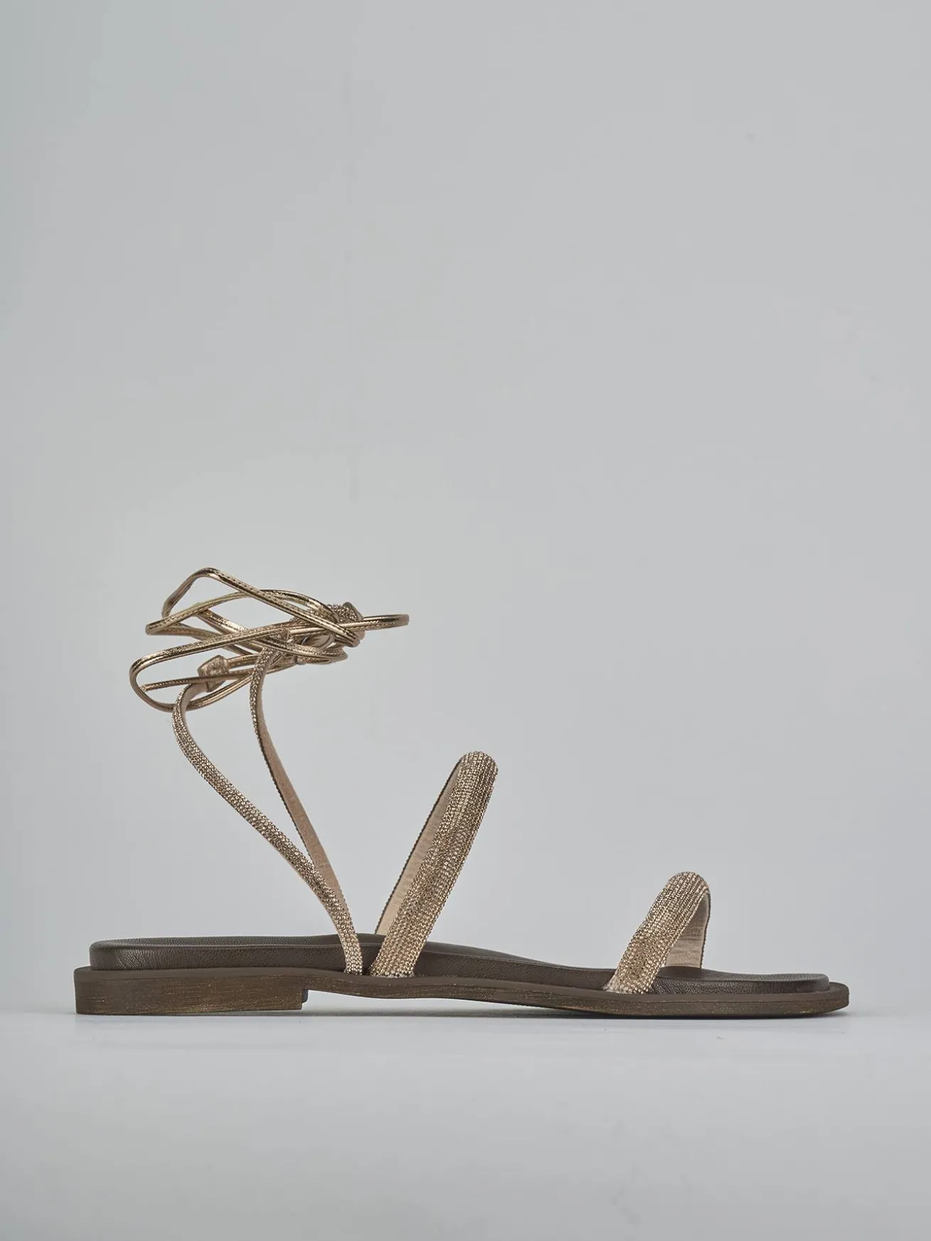 Sandali tacco 1cm pelle bronzo