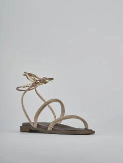 Sandali tacco 1cm pelle bronzo