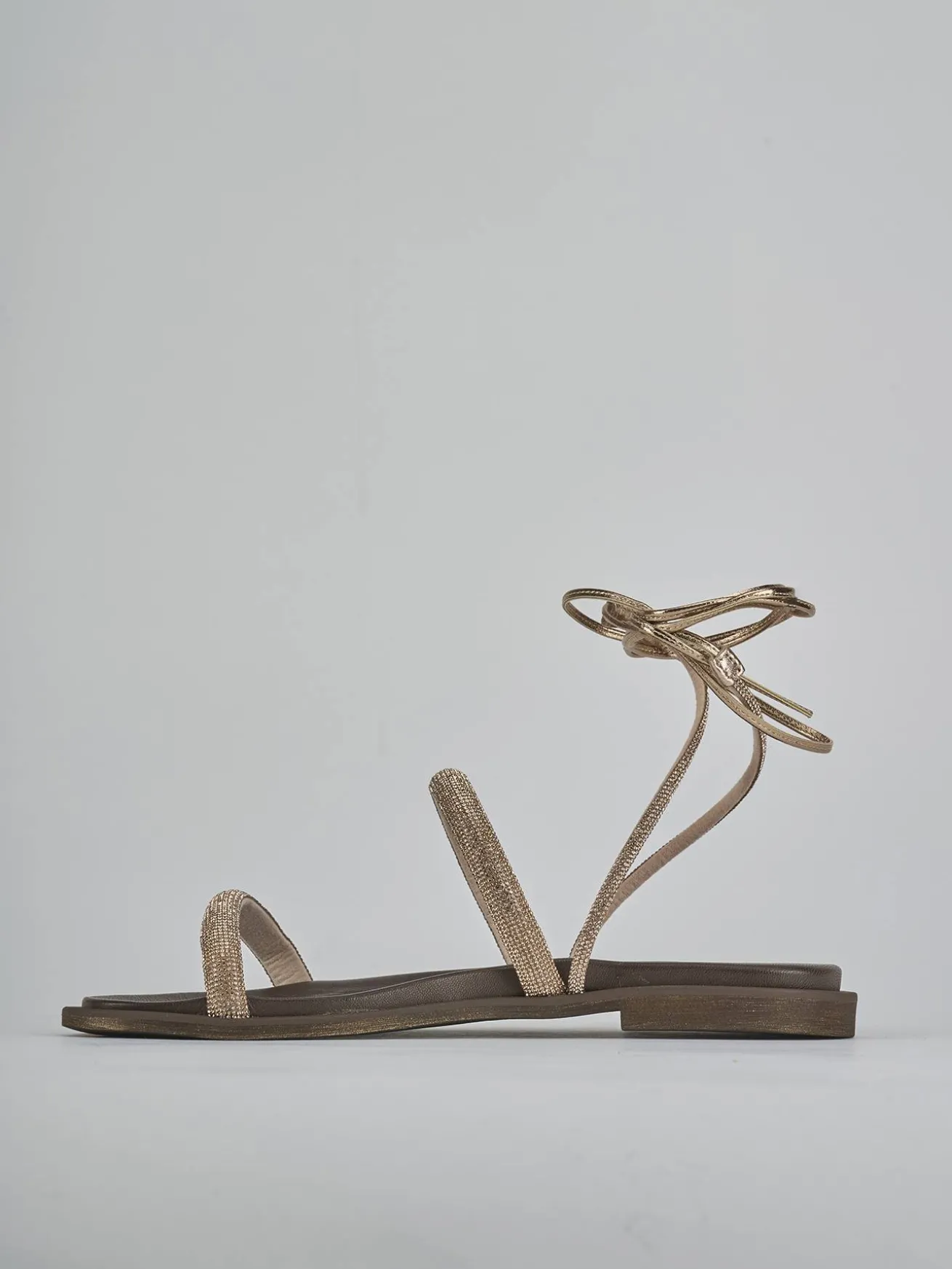 Sandali tacco 1cm pelle bronzo