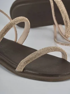 Sandali tacco 1cm pelle bronzo