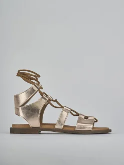 Sandali tacco 1cm pelle bronzo