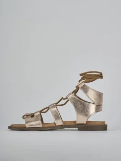 Sandali tacco 1cm pelle bronzo