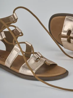 Sandali tacco 1cm pelle bronzo