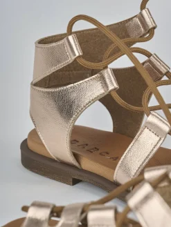 Sandali tacco 1cm pelle bronzo