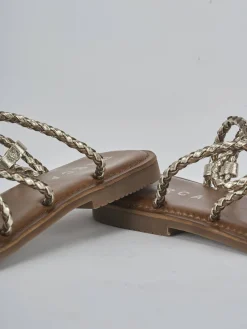 Sandali tacco 1cm pelle bronzo