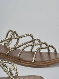 Sandali tacco 1cm pelle bronzo