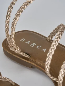 Sandali tacco 1cm pelle bronzo