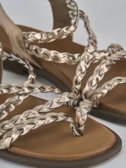 Sandali tacco 1cm pelle bronzo