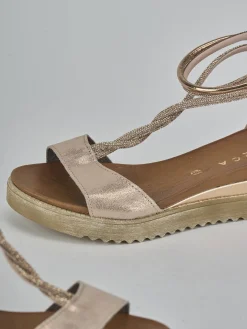 Sandali tacco 2cm pelle bronzo