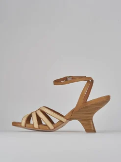 Sandali tacco 8cm pelle marrone