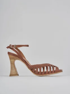 Sandali tacco 8cm pelle marrone