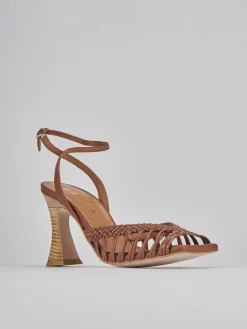 Sandali tacco 8cm pelle marrone