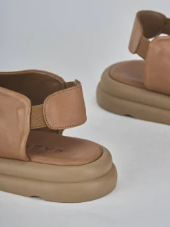 Sandali tacco 3cm pelle marrone