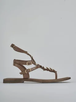 Sandali tacco 1cm pelle marrone