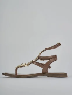 Sandali tacco 1cm pelle marrone