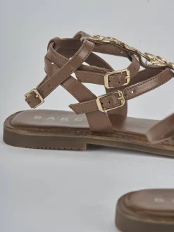 Sandali tacco 1cm pelle marrone