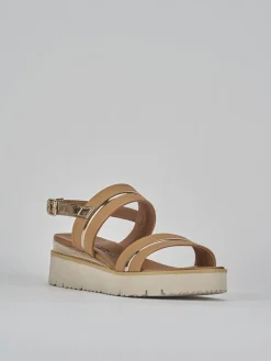 Sandali tacco 3cm pelle marrone