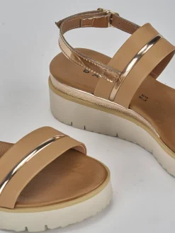 Sandali tacco 3cm pelle marrone