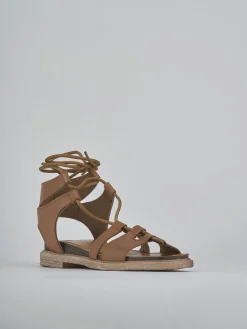 Sandali tacco 1cm pelle marrone