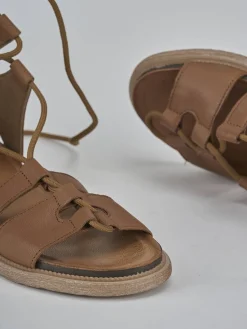 Sandali tacco 1cm pelle marrone