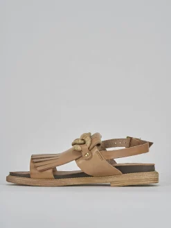 Sandali tacco 2cm pelle marrone