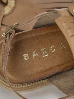 Sandali tacco 2cm pelle marrone