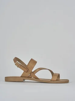 Sandali tacco 1cm pelle marrone