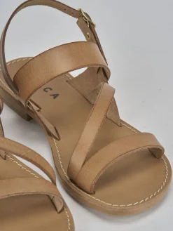 Sandali tacco 1cm pelle marrone